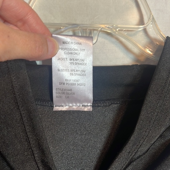 Revolution Dancewear Costume Large Adult LA Black Silver Sequins Short Unitard - Picture 3 of 14